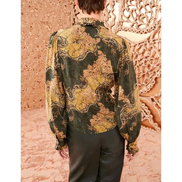 NWT Ulla Johnson Silk Long-Sleeve Floral Tie-Neck Vedra Blouse - Picture 5 of 7